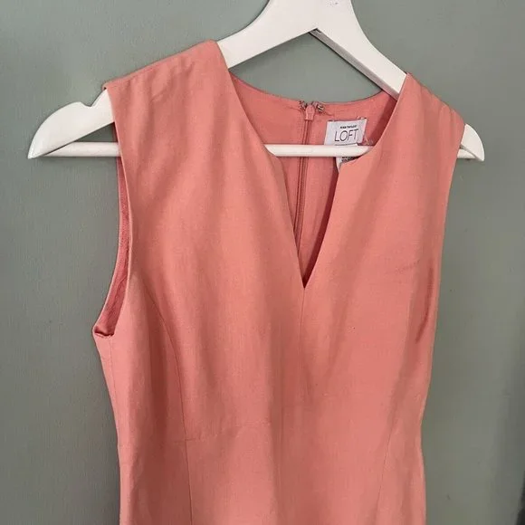 Ann Taylor LOFT Coral Linen Blend Pencil Dress Size 2 XS - Picture 5 of 5